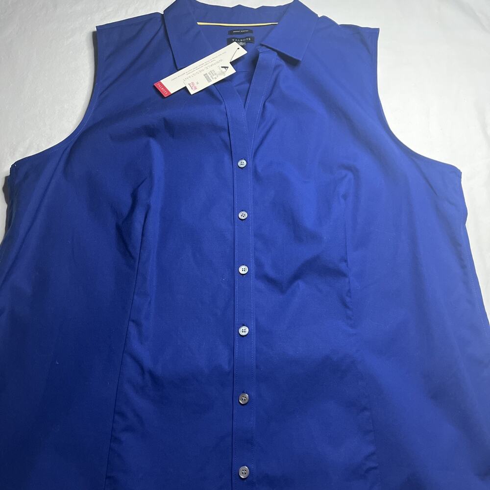 Talbots Wrinkle Resistant Blue Tank Top Blouse Size 16